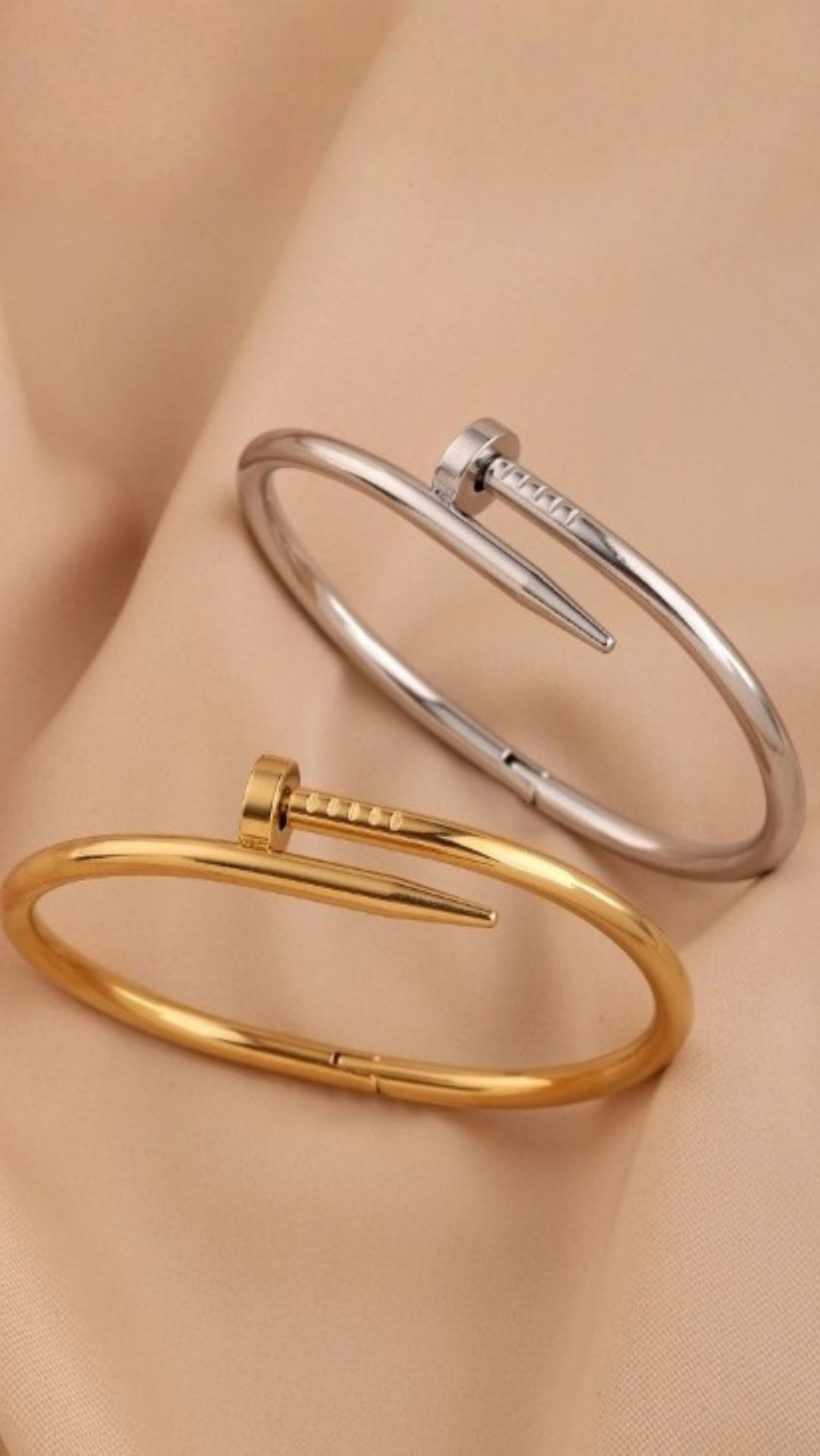 Gold Plated Nail Stacking Bracelet Bangle