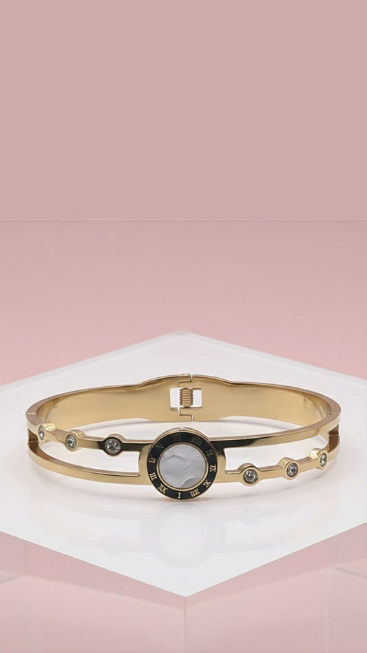 Waterproof Roman Numeral Stainless Steel Stacking Bangle