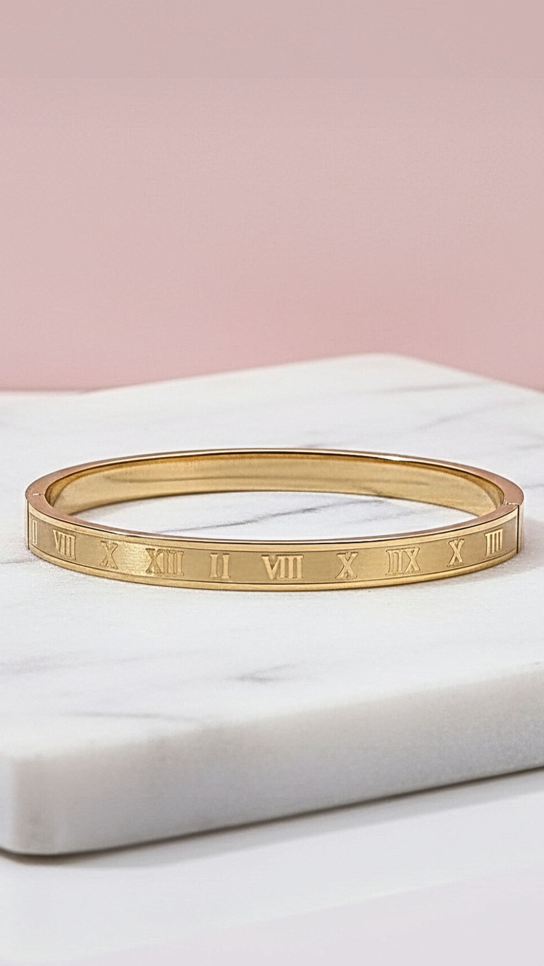Waterproof Roman Numeral Stainless Steel Stacking Bangle