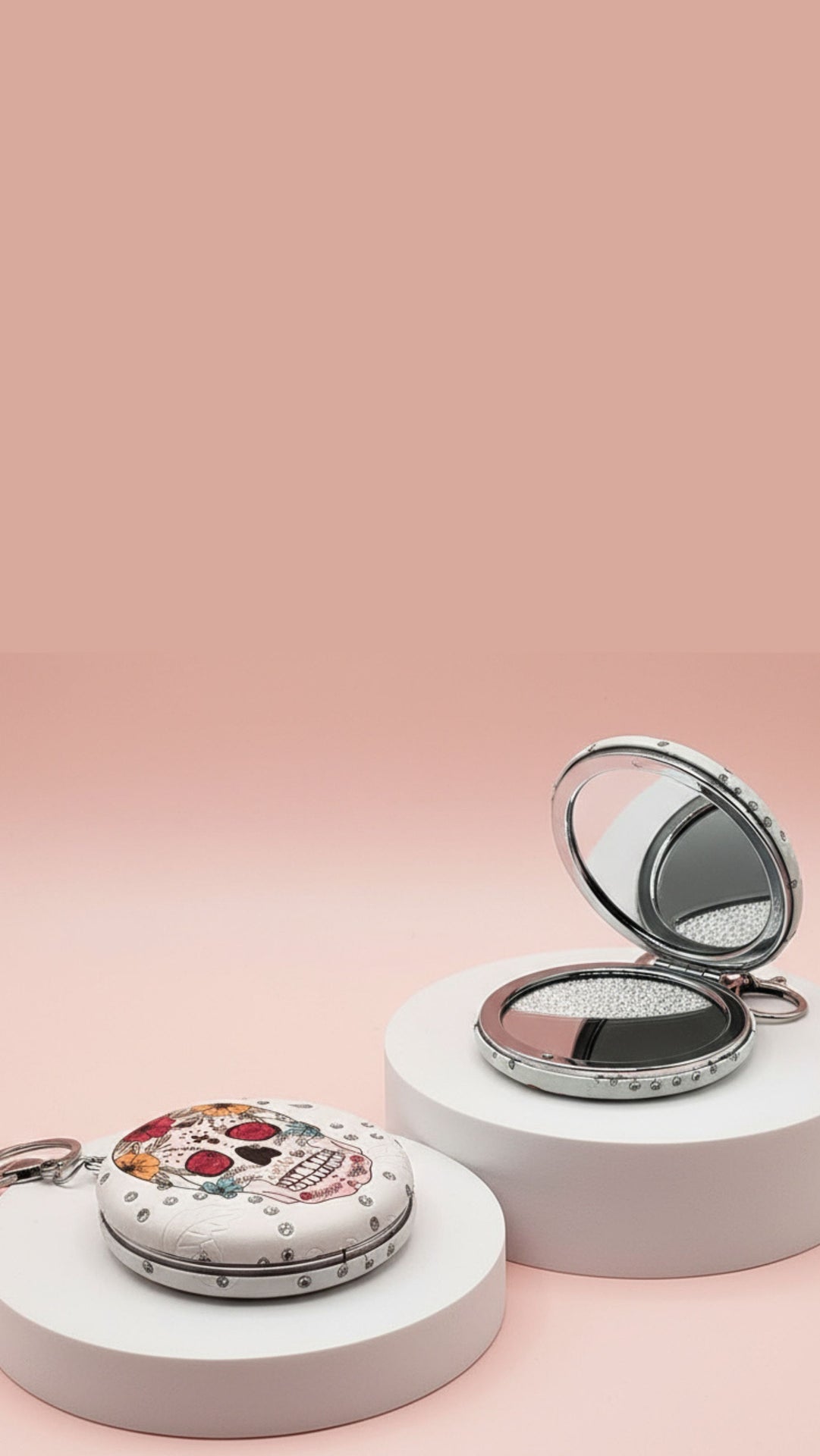 Sparkly Skull & Flowers Compact Mirrors Pack of 12