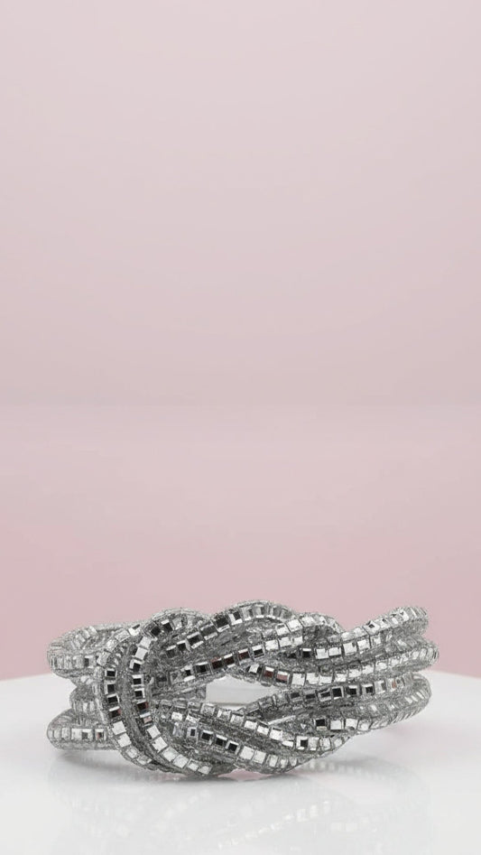 Mirrored Knotted Crystal Bracelet With Magnetic Closure