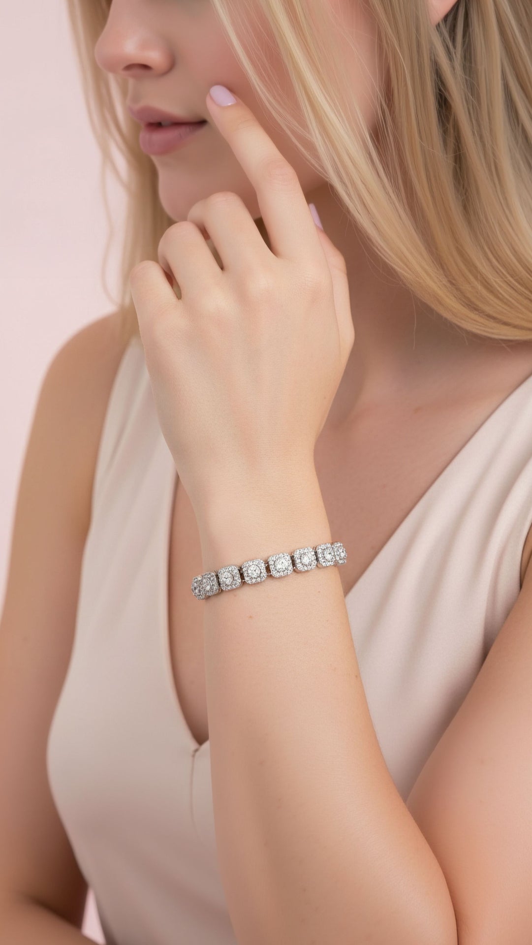 Square Crystal Jewelled Tennis Bracelet