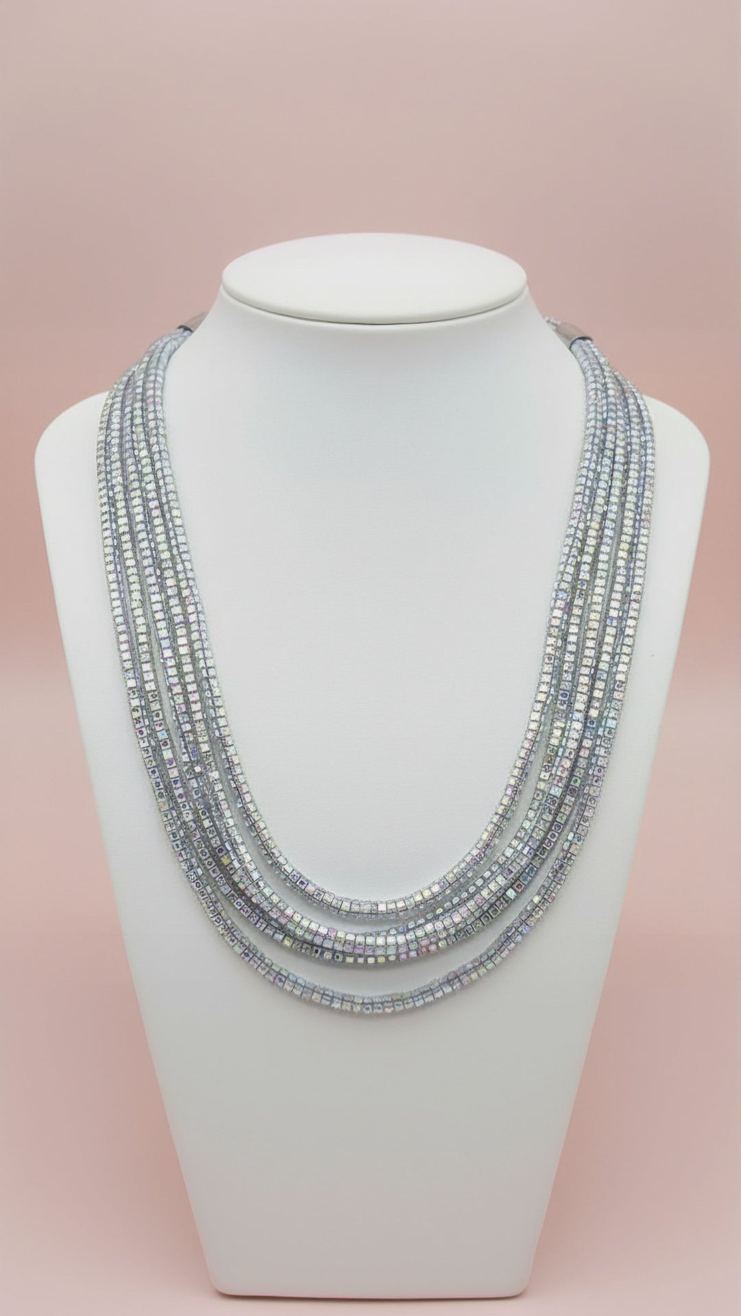 Mirrored Multi Strand Crystal Necklace