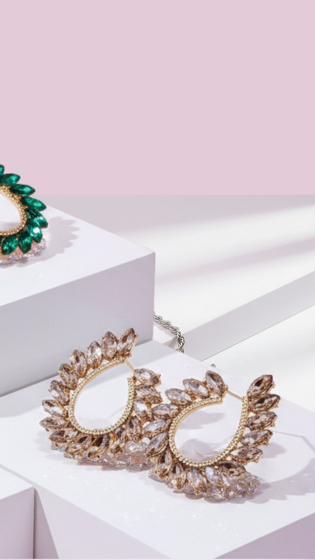 Bohemian Curved Crystal Stud Earrings