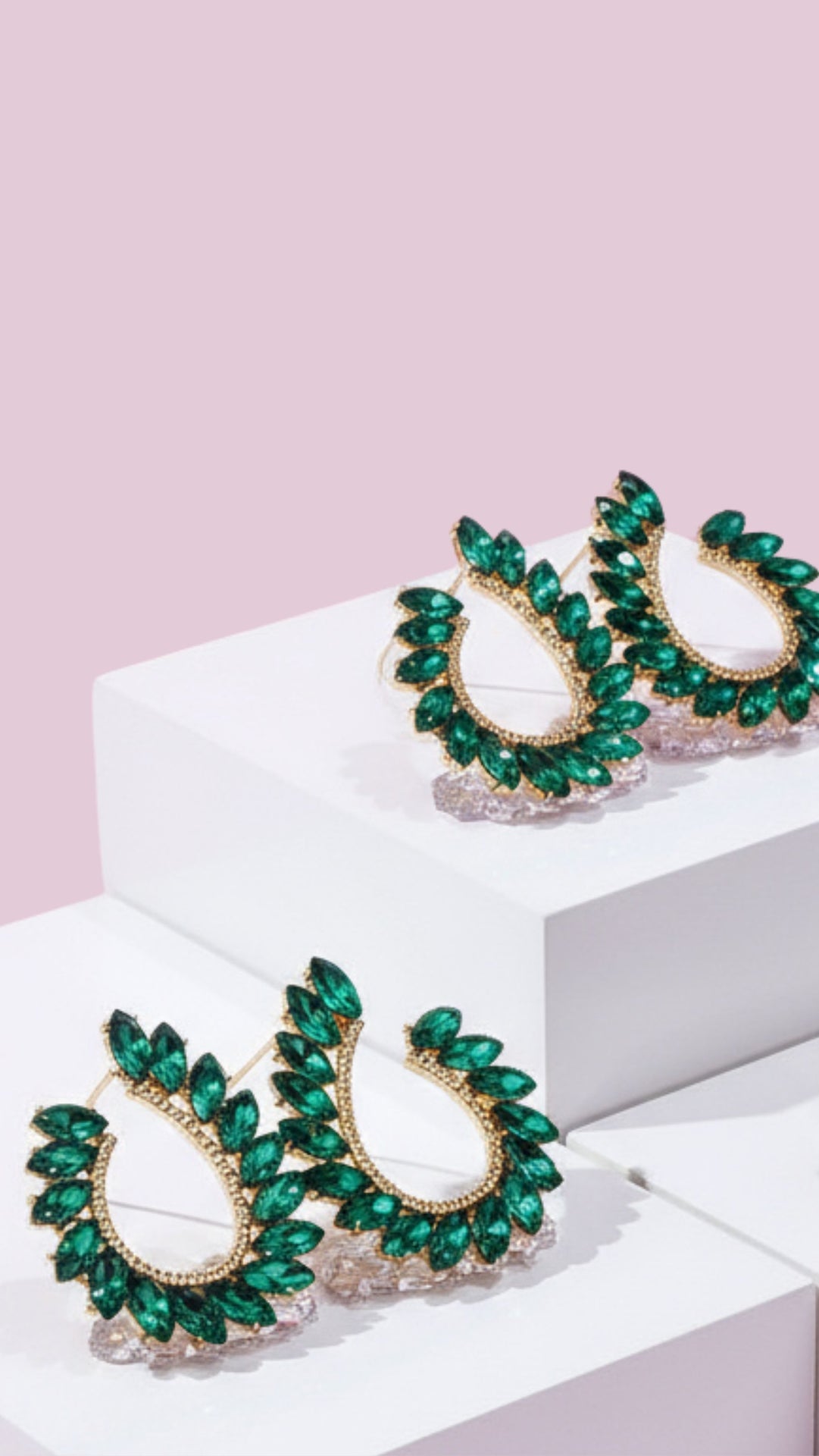 Bohemian Curved Crystal Stud Earrings