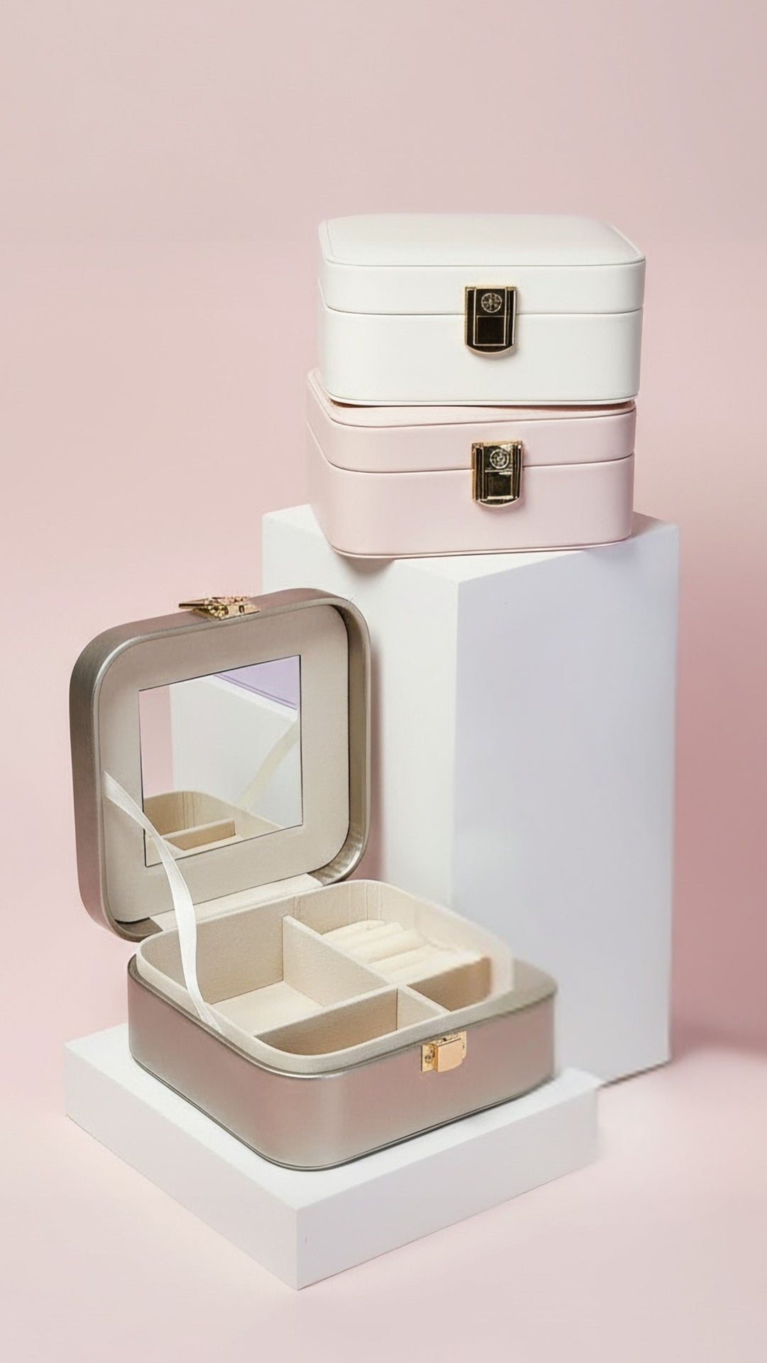 Travel Jewellery Box – Compact Trinket Organizer With Mirror