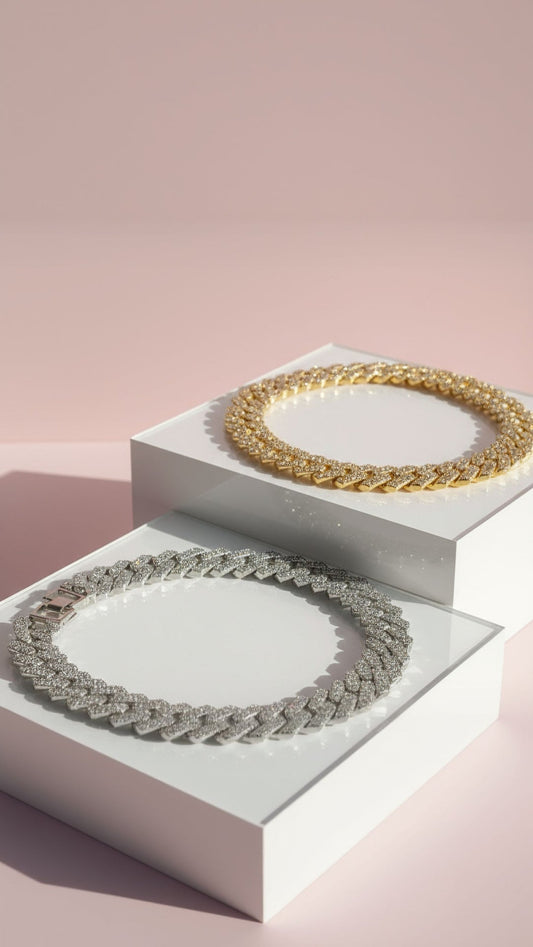 Waterproof Oversized Statement Stainless Steel Crystal Link Chain Necklace