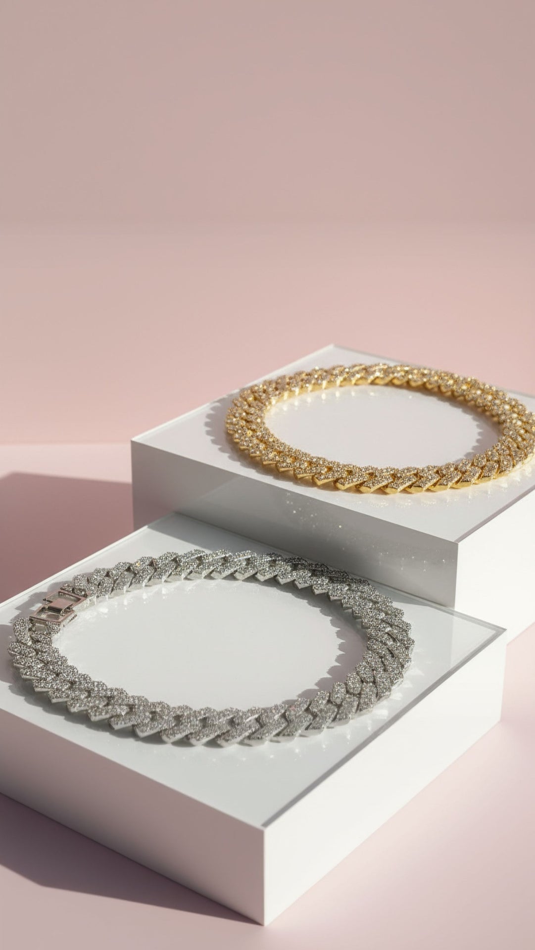 Magnum XL Stainless Steel Crystal Link Chain Necklace