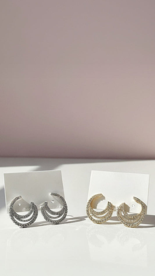 Layered Crystal Stud Earrings