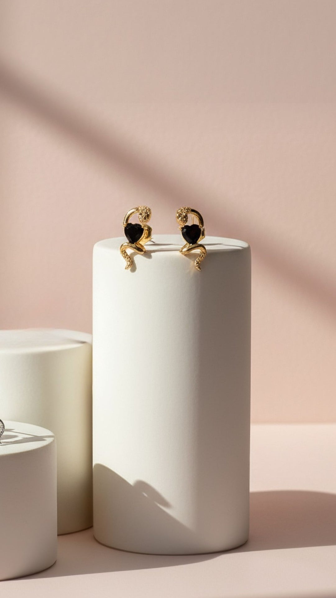 Snake & Heart Crystal Stud Earrings