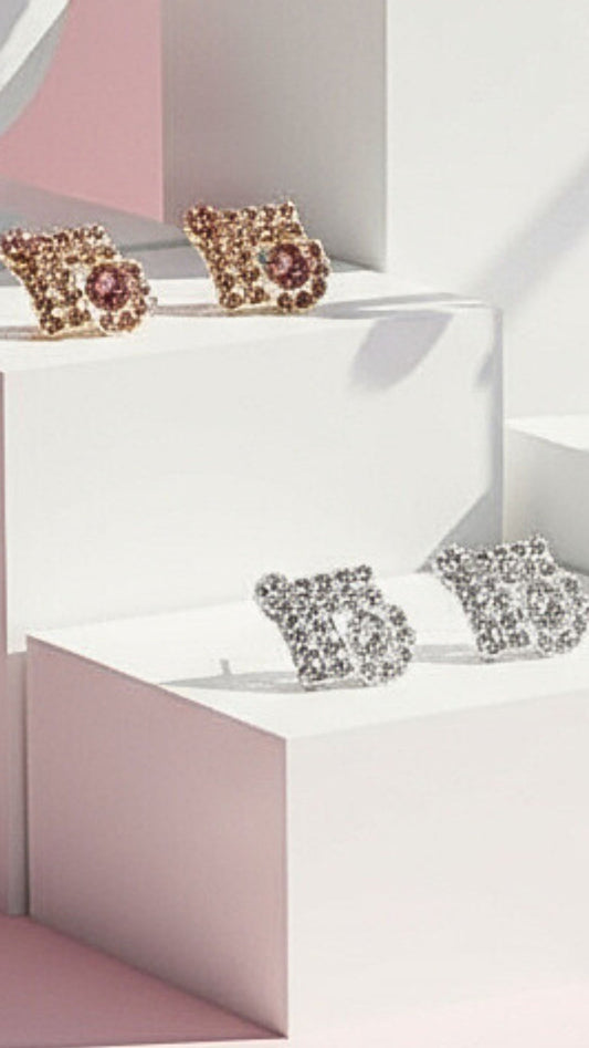 Geometric Crystal Stud Earrings