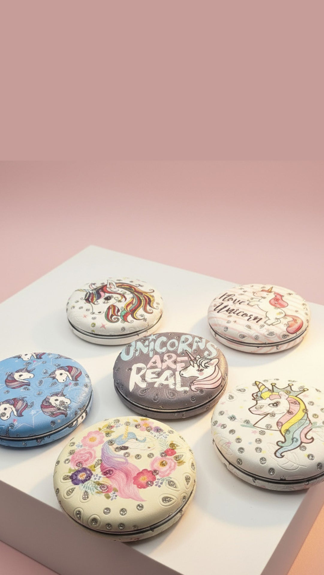 Unicorn Sparkly Compact Mirrors Pack of 12