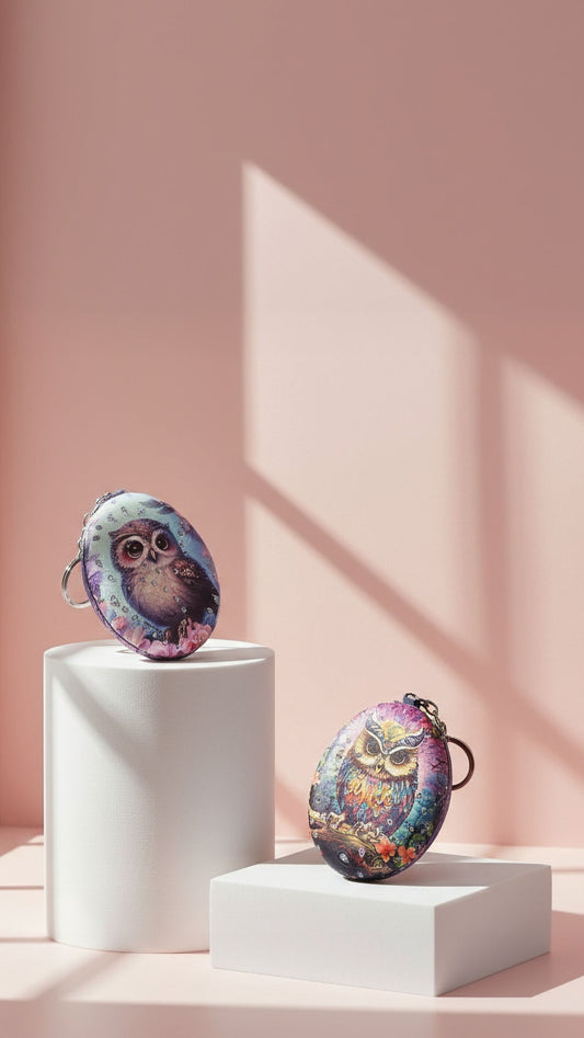 Baby Owl Sparkly Compact Mirrors Pack of 12