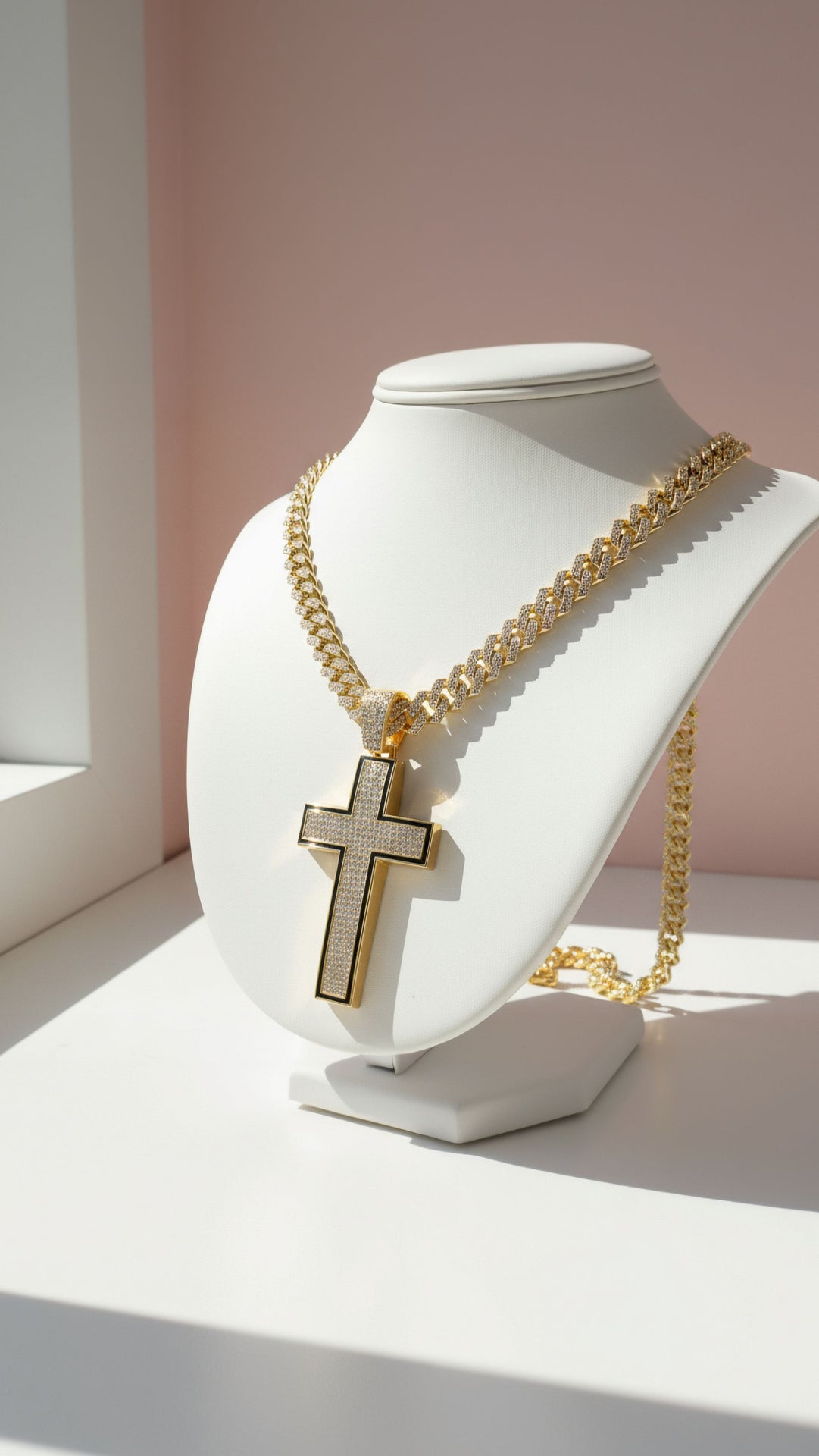 Waterproof Crystal Cross Chain Necklace