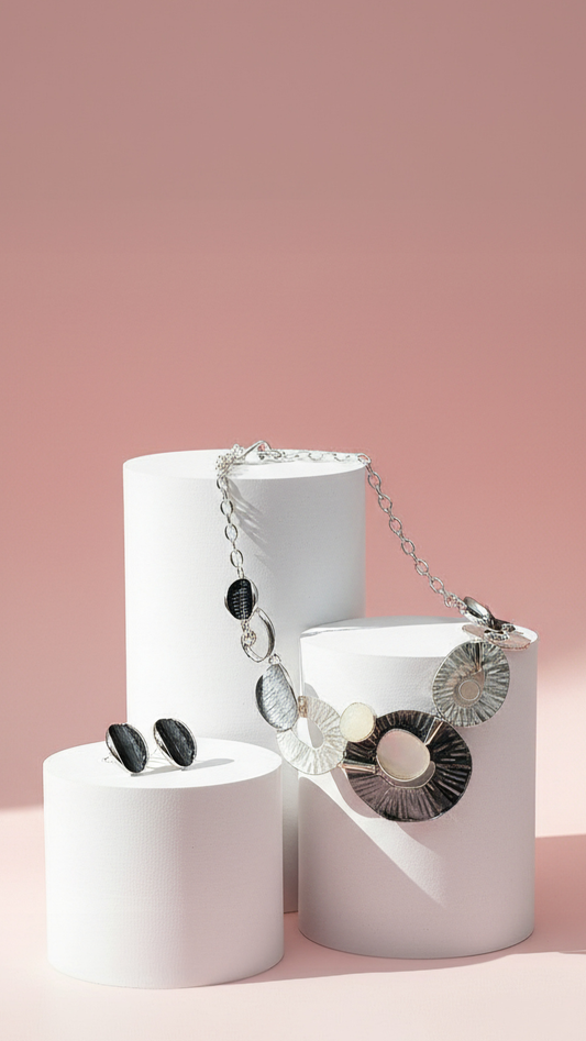 Abstract Oval Necklace & Earrings Set