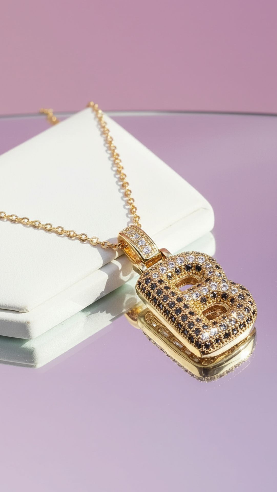 Initial Bubble Letter Crystal Necklace