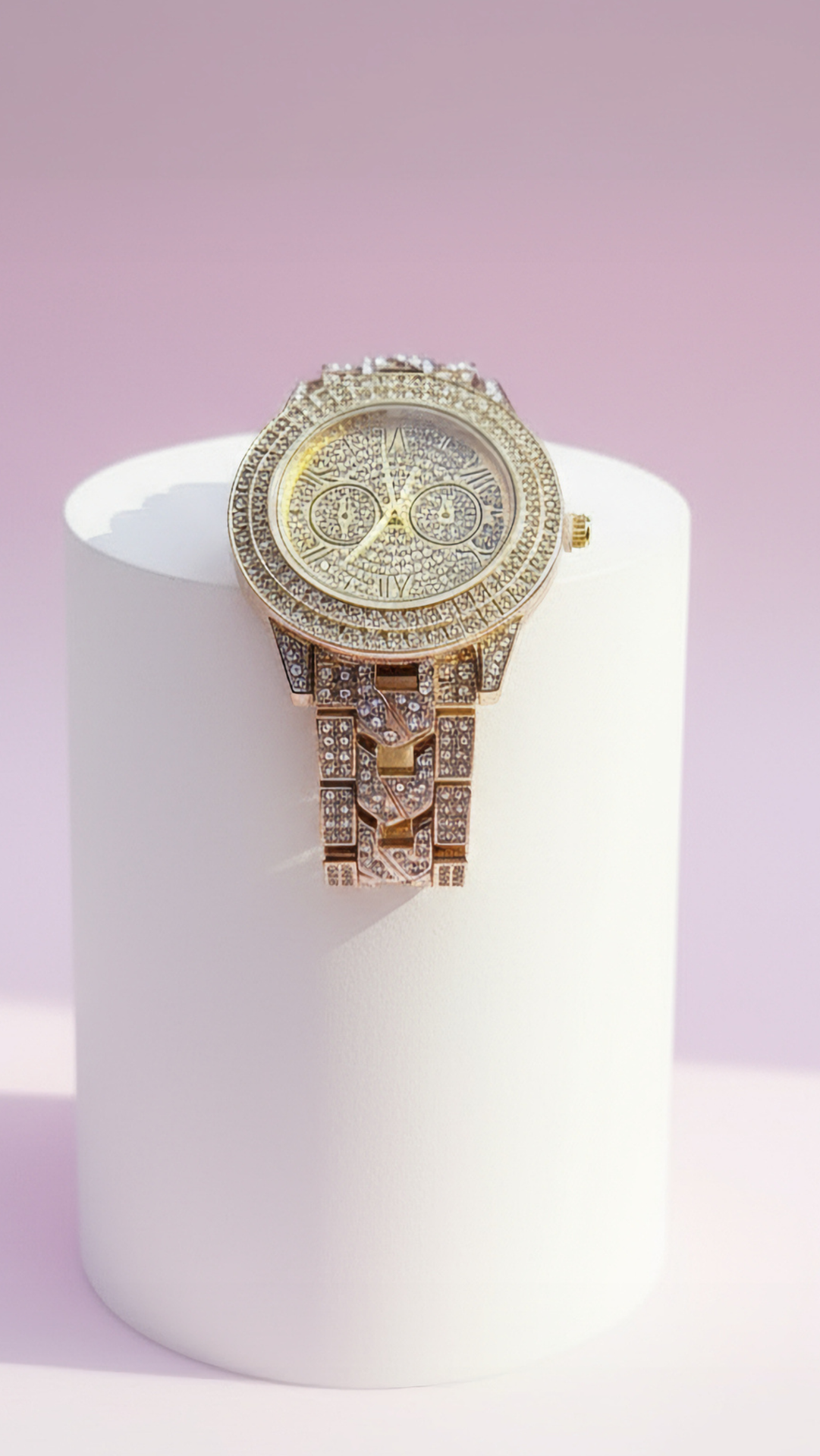 Luxe Crystal Bezel Round Face Watch