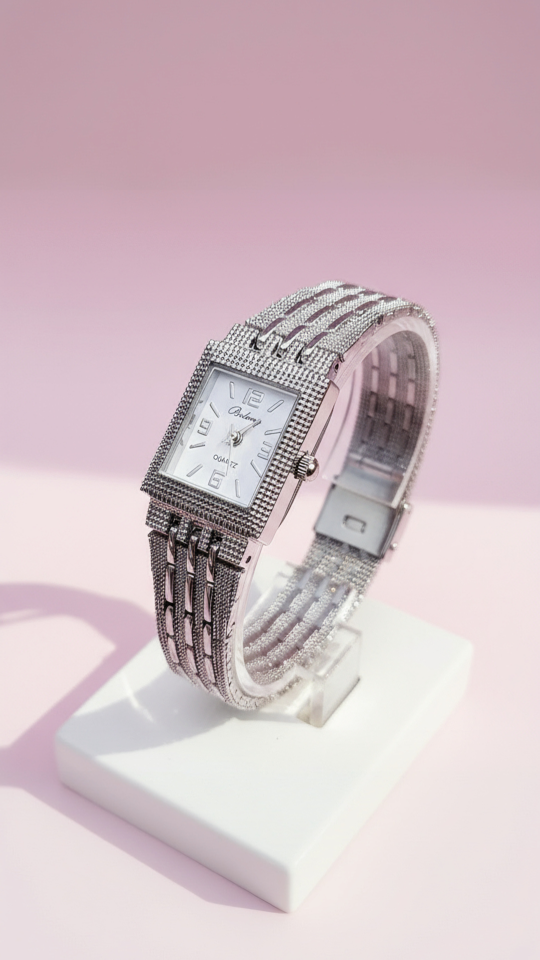 Textured Rectangular Quartz Movement Watch
