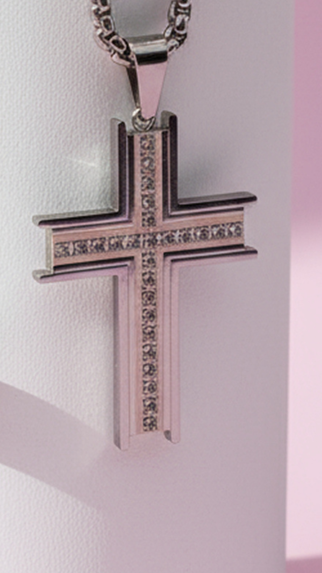 Beveled Crystal Cross Symbolic Necklace