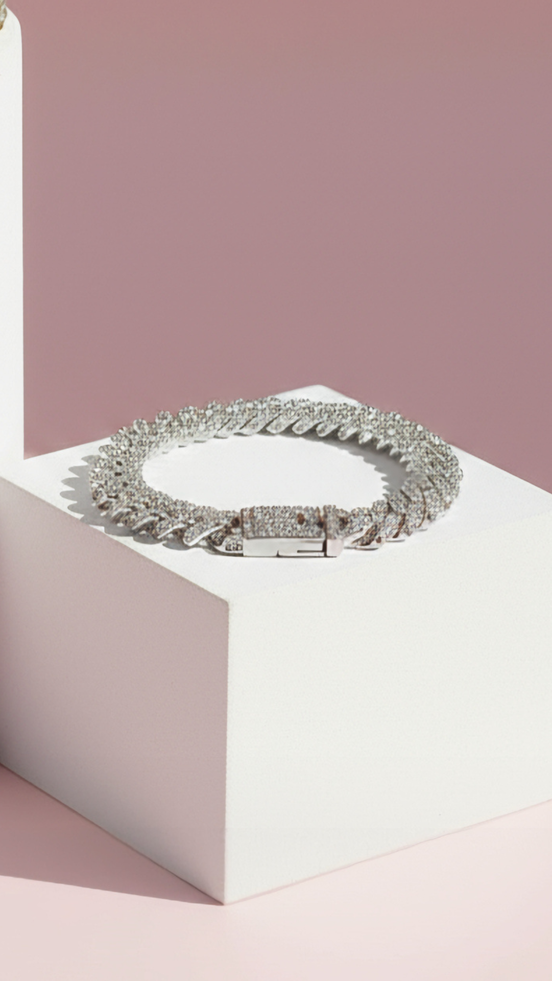 Waterproof Stainless Steel Crystal Pavé Link Chain Bracelet
