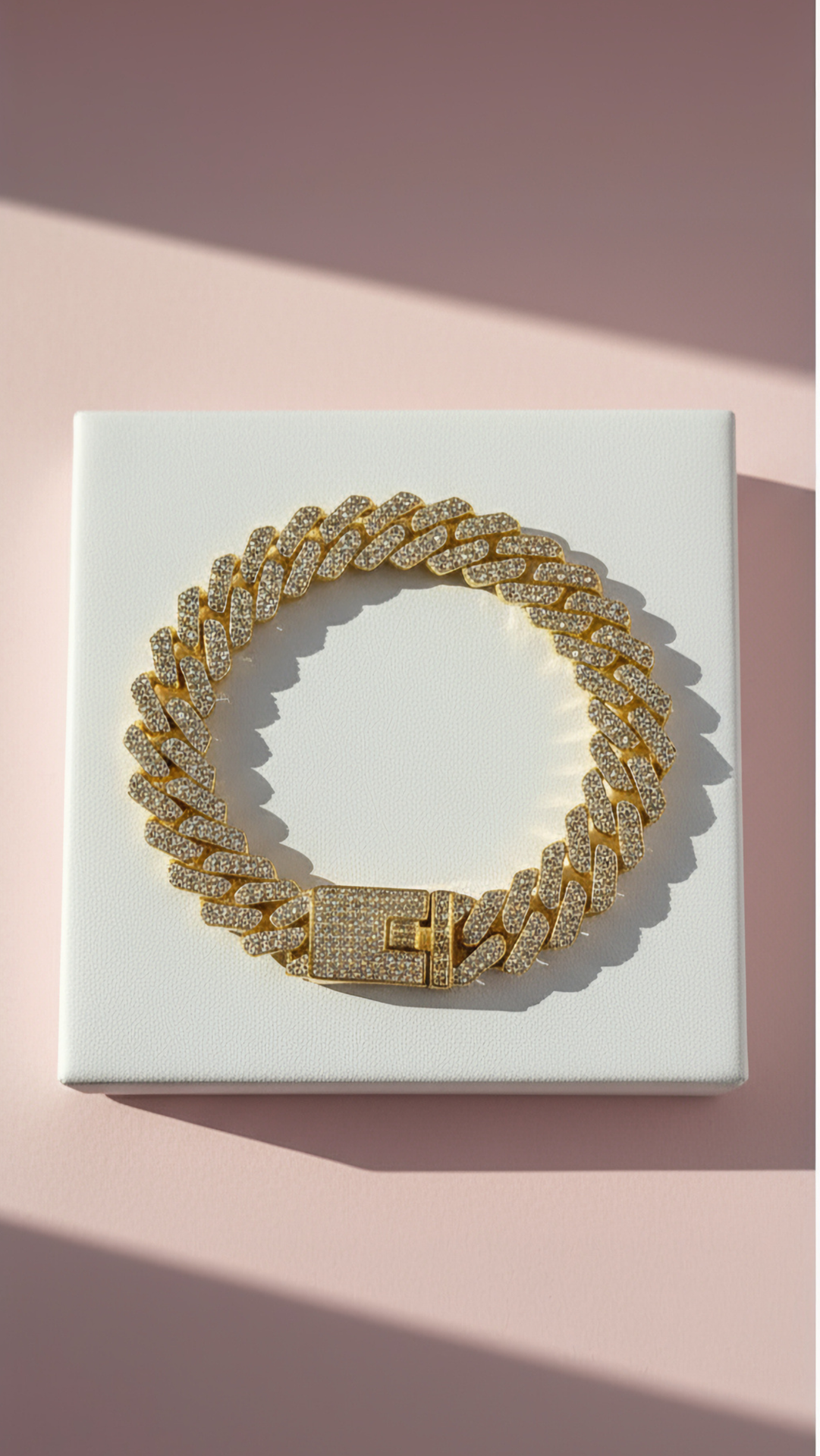 Waterproof Stainless Steel Crystal Pavé Link Chain Bracelet