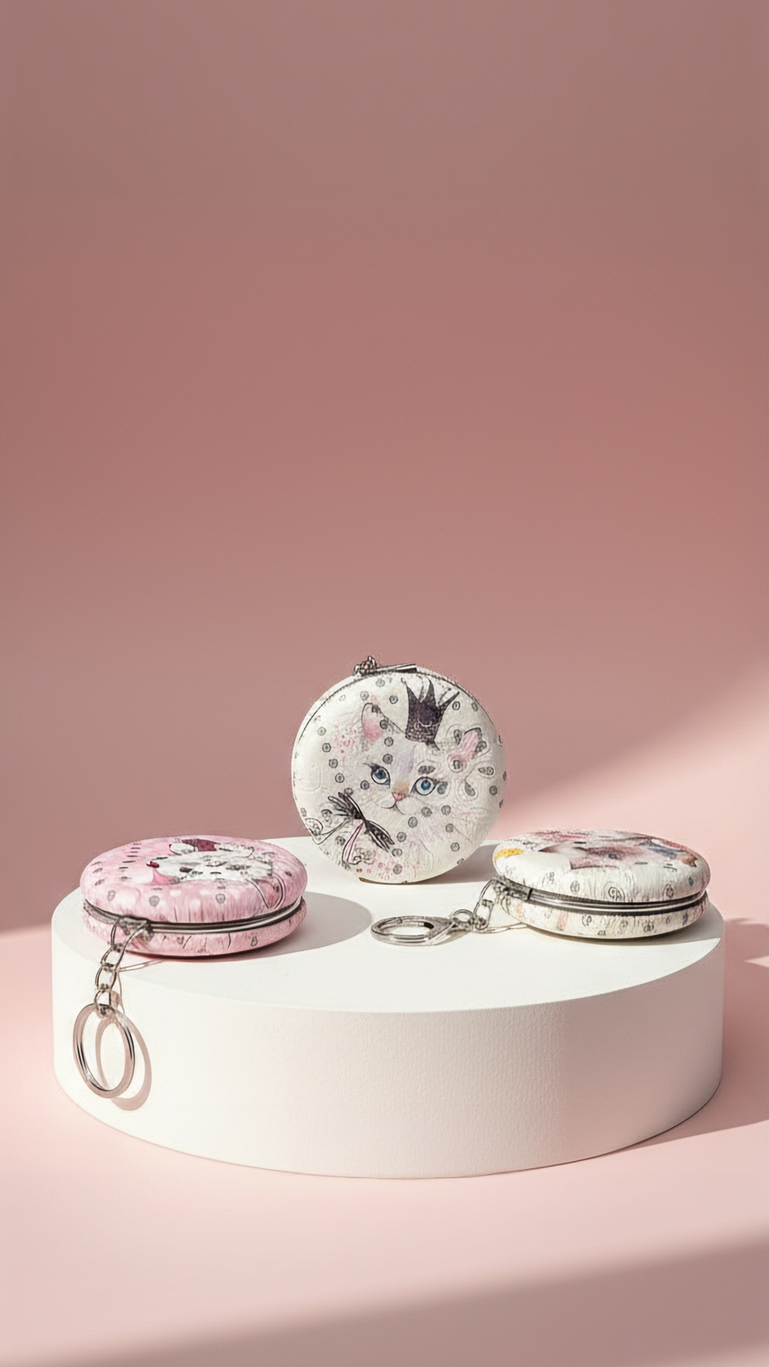 Cats & Kittens Sparkly Compact Mirrors Pack of 12