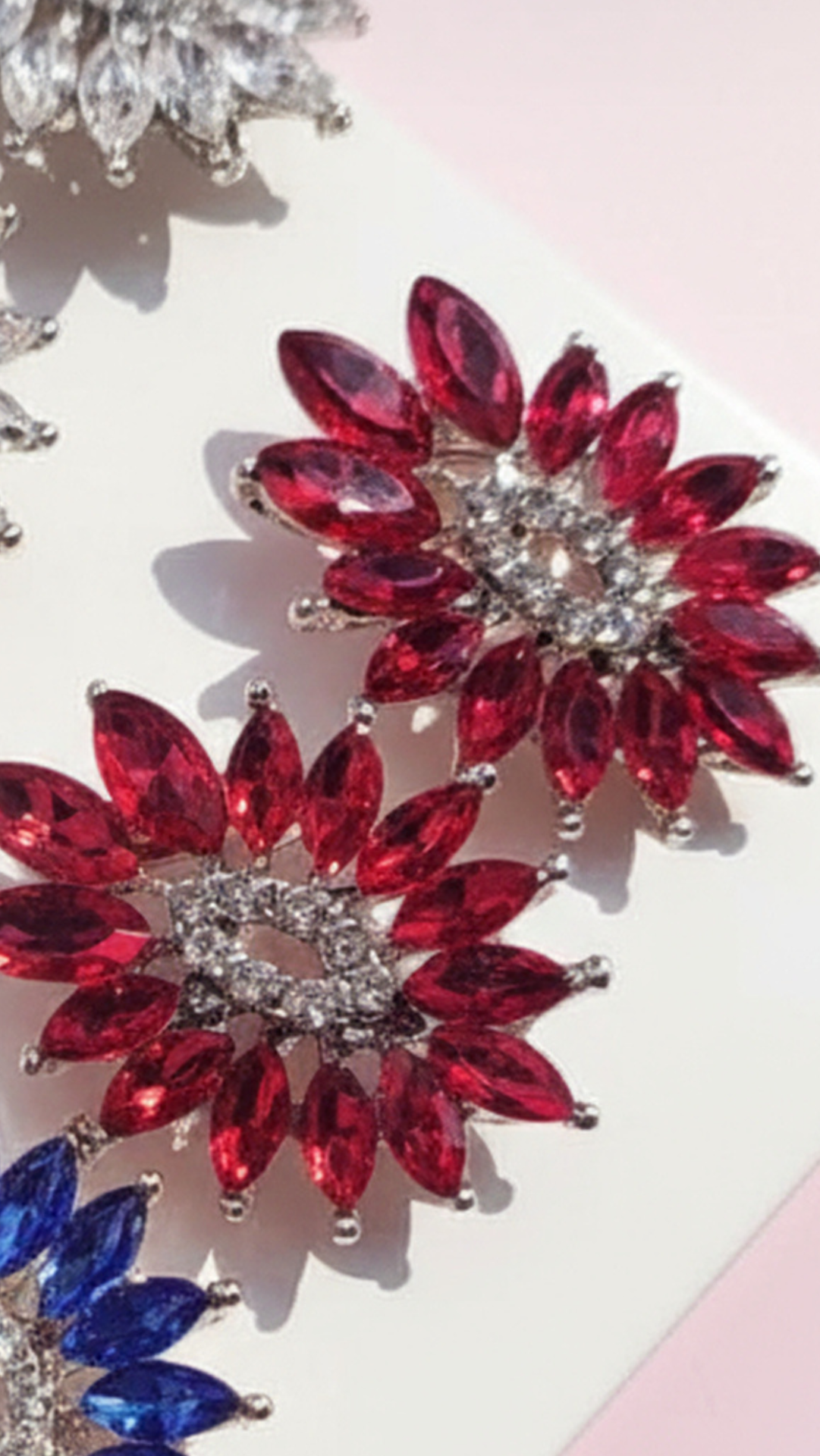 Flower Crystal Statement Stud Earrings
