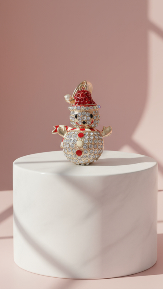 Pearl Snowman Crystal Keyring & Bag Charm