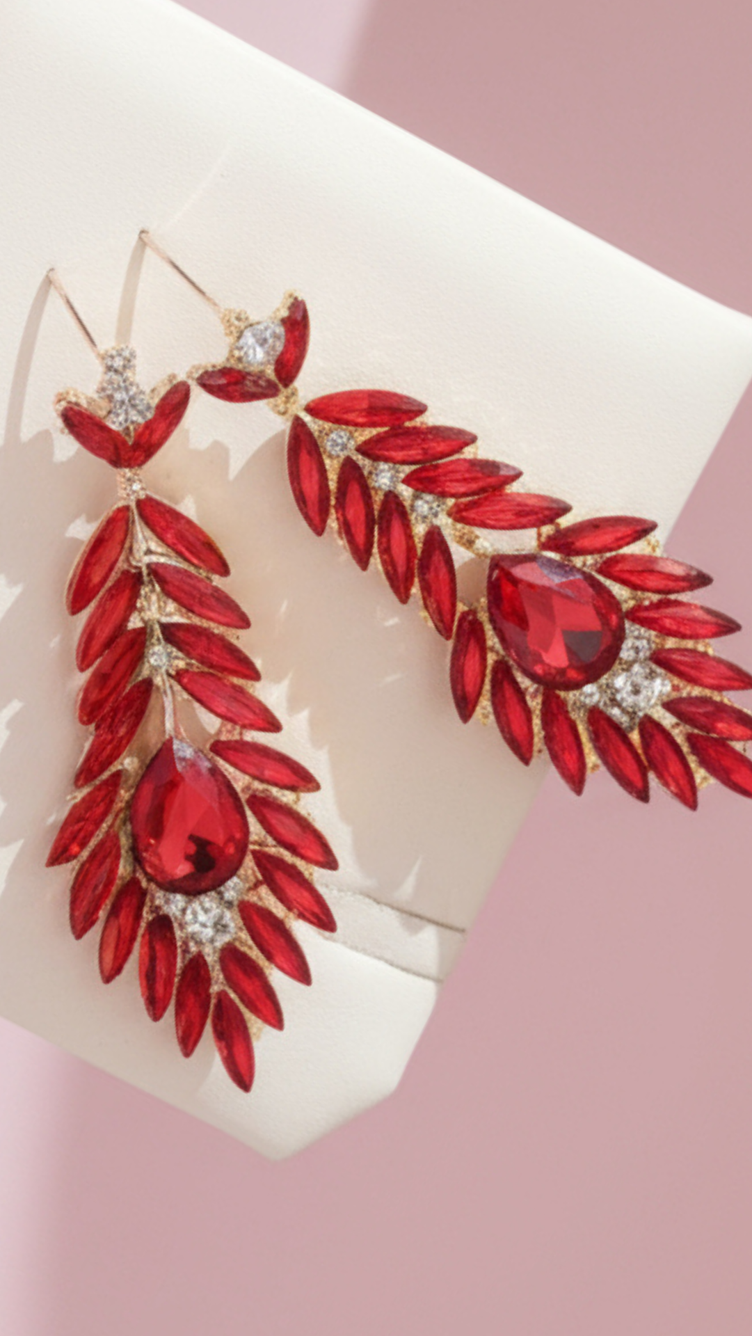 Feather Crystal Drop and Dangle Earrings