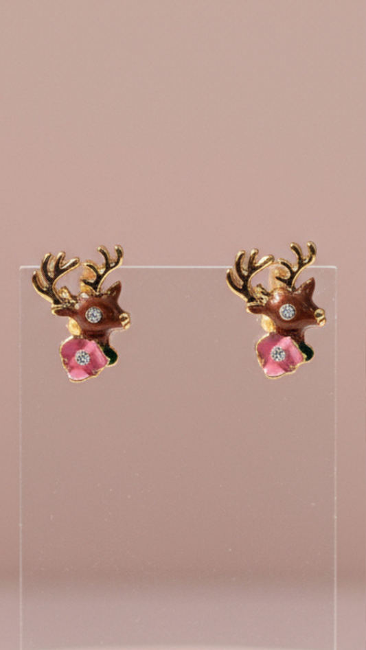 Reindeer Crystal Festive Stud Earrings