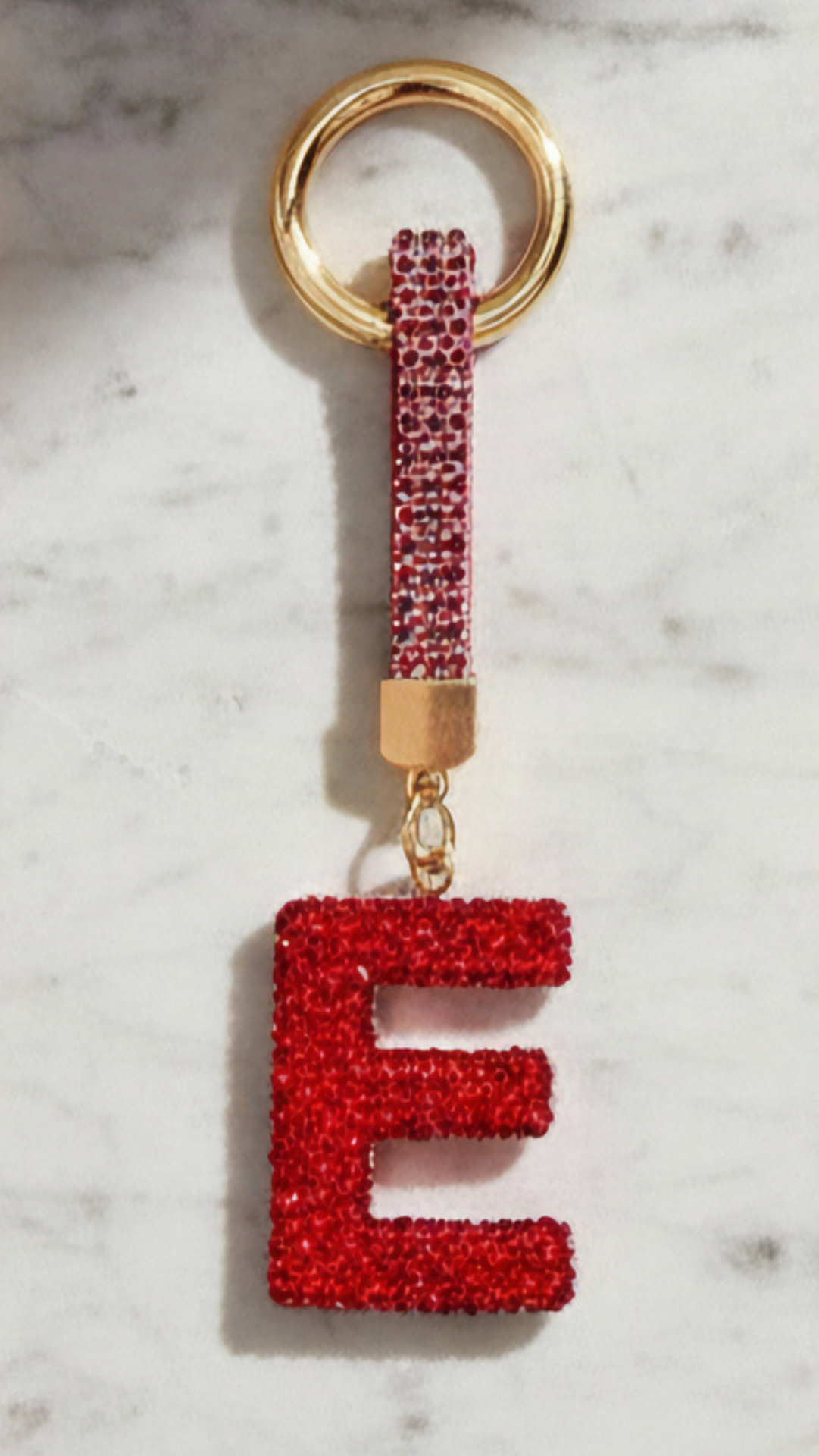 Initial Letter Red Crystal Glam Key Ring & Bag Charm