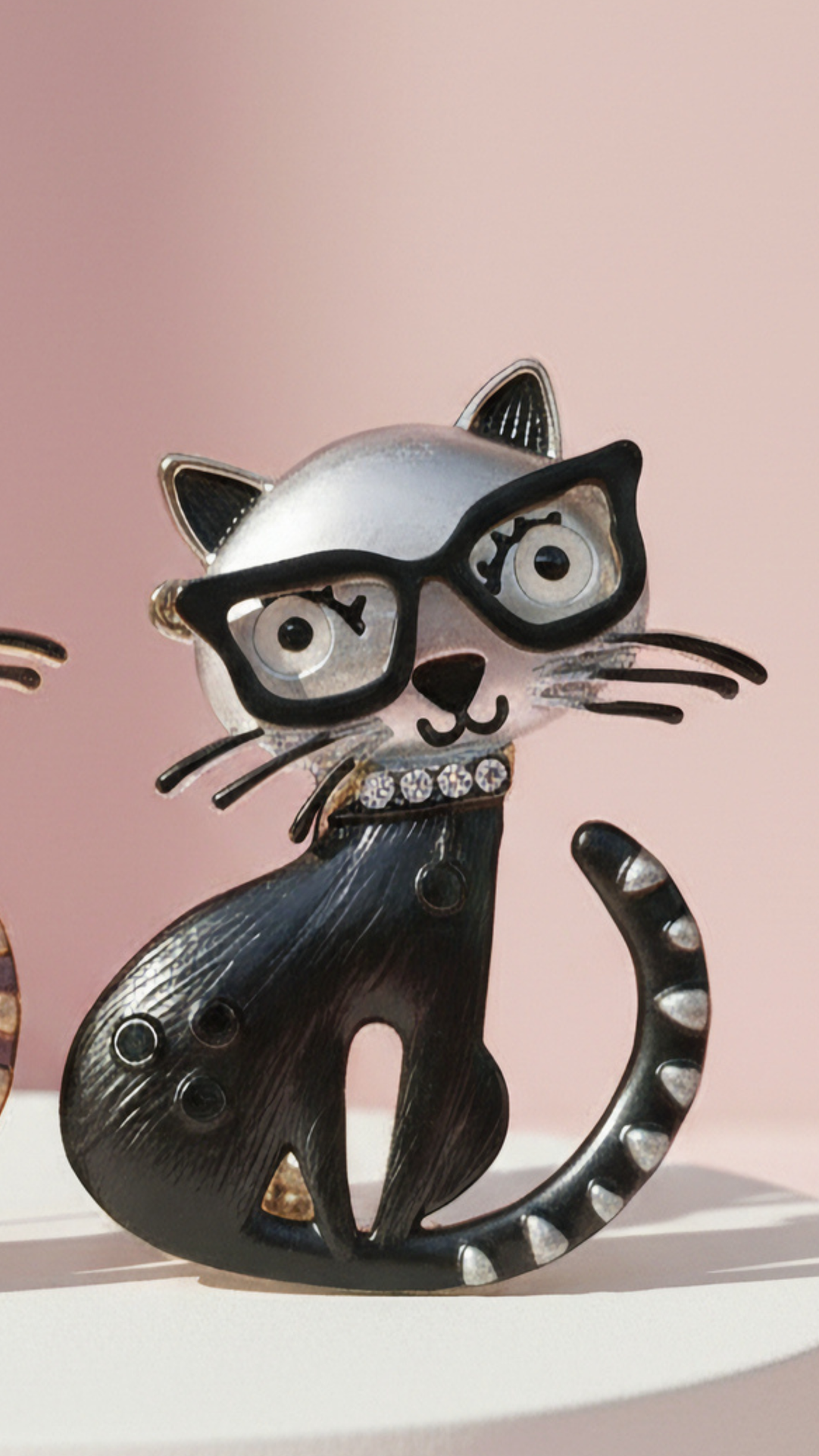 Cats With Glasses Magnetic Brooch