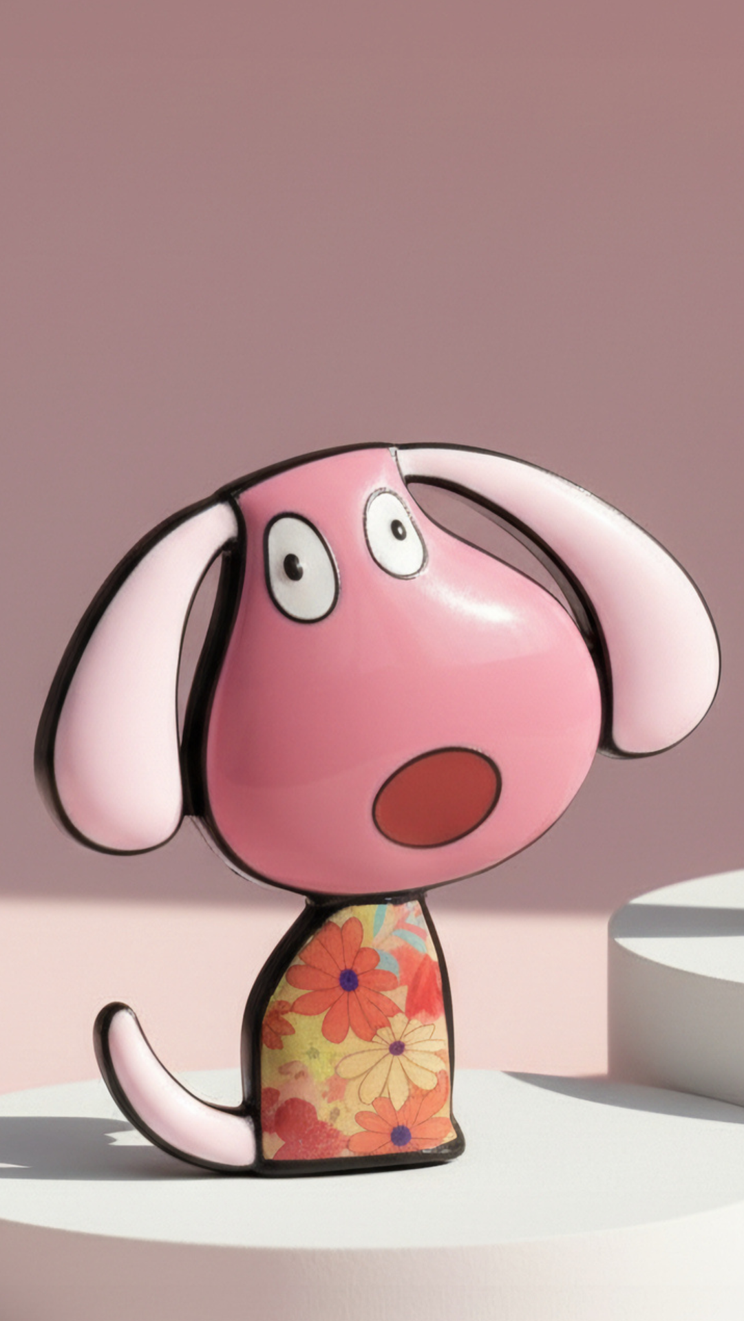 Acrylic Dog Patterned Magnetic Brooch