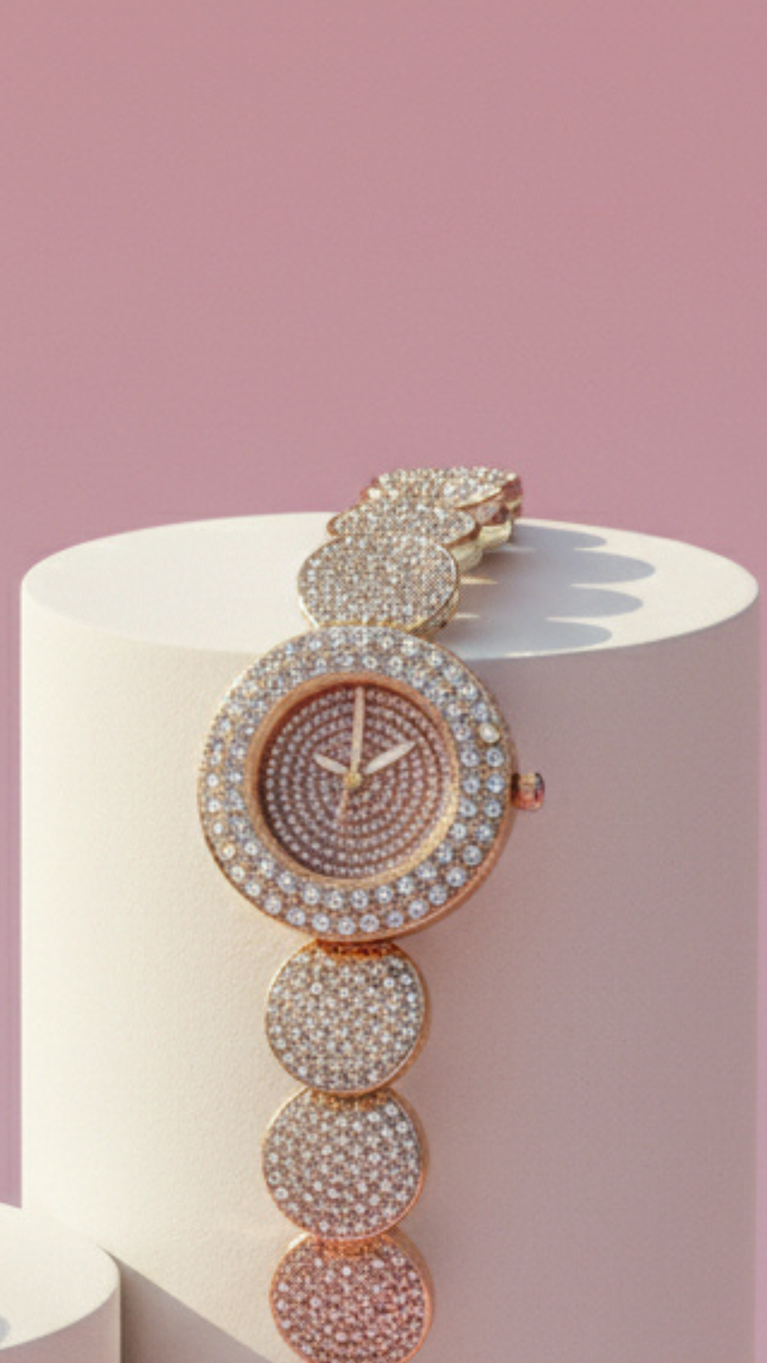 Crystal Encrusted Round Link Watch