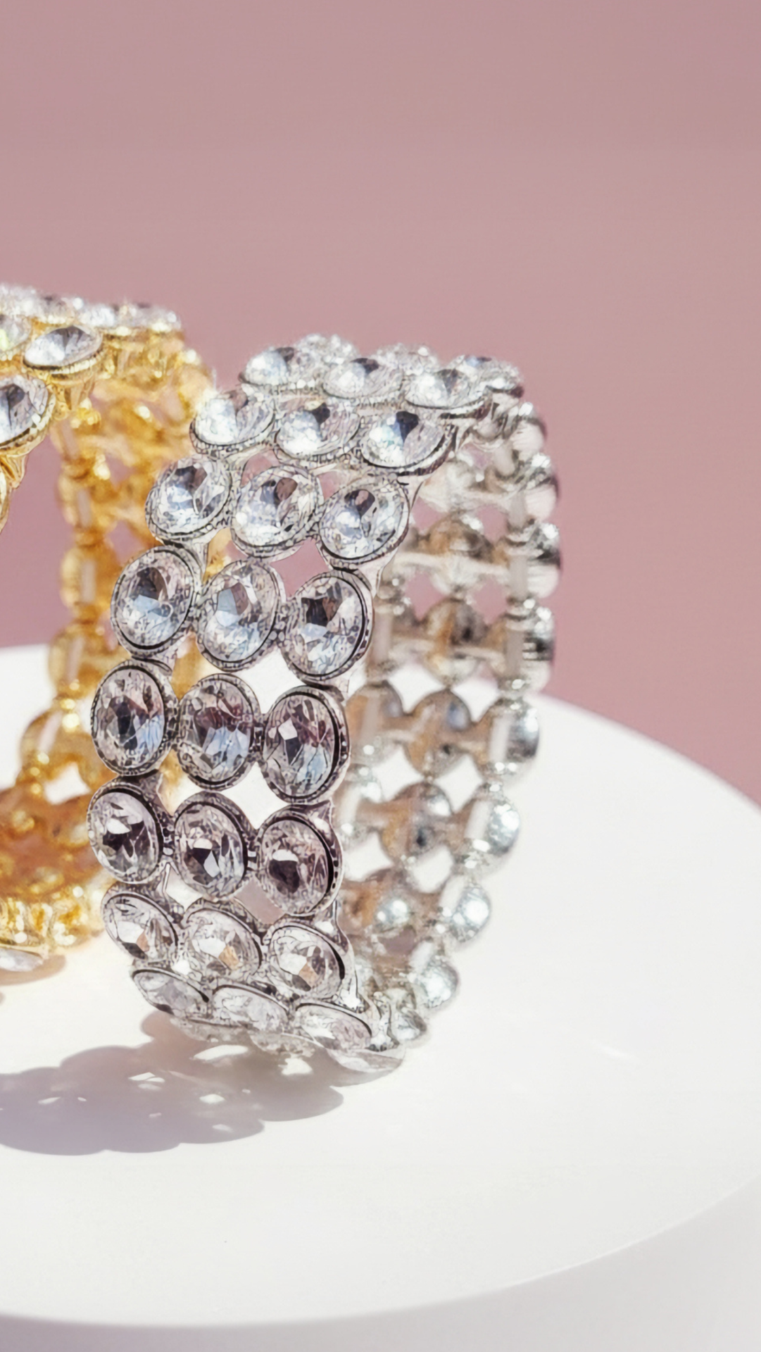 Oval Layered Crystal Stretchy Bracelet