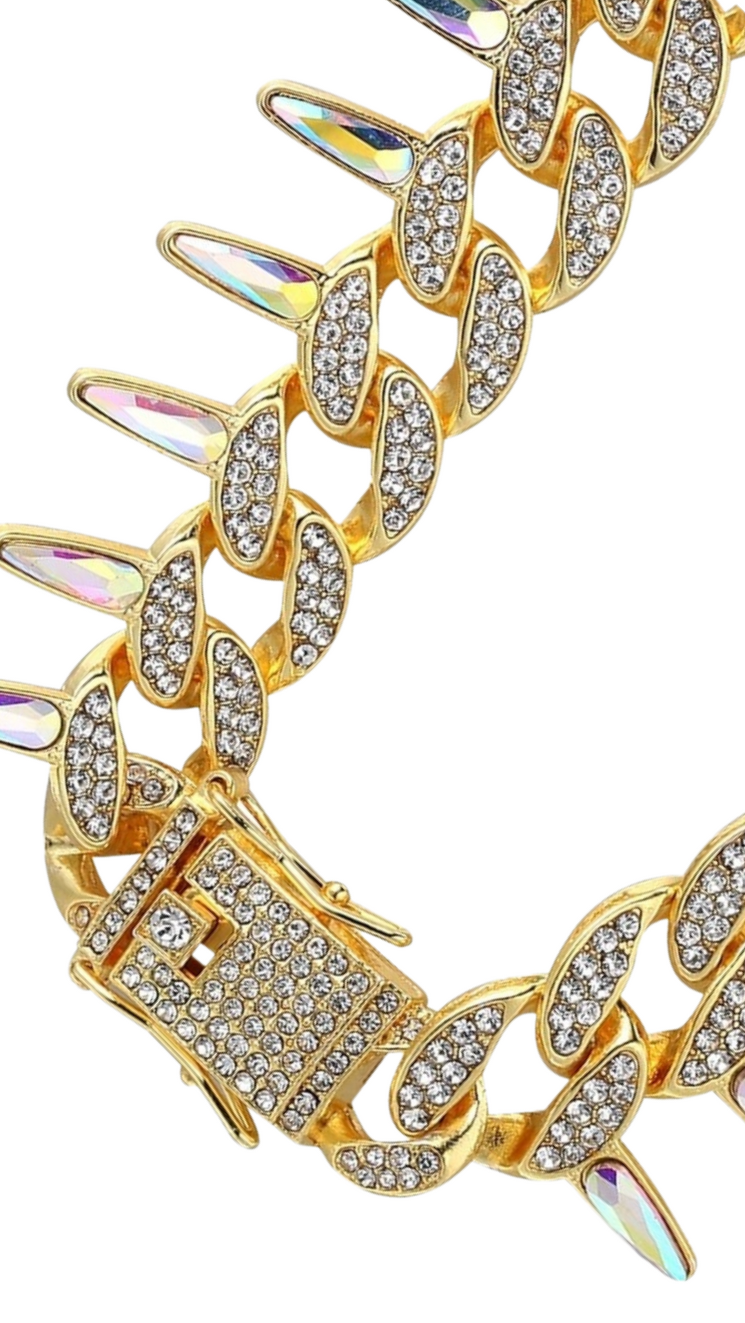 Stainless Steel Crystal Spike Chain