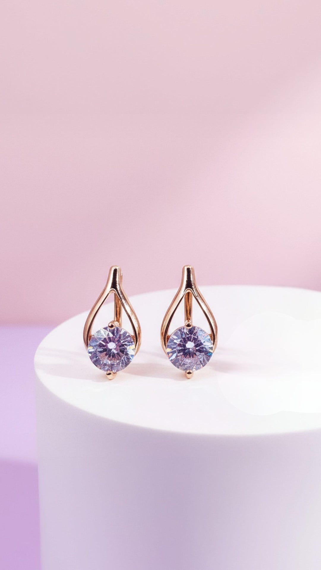 Round Crystal Stud Earrings