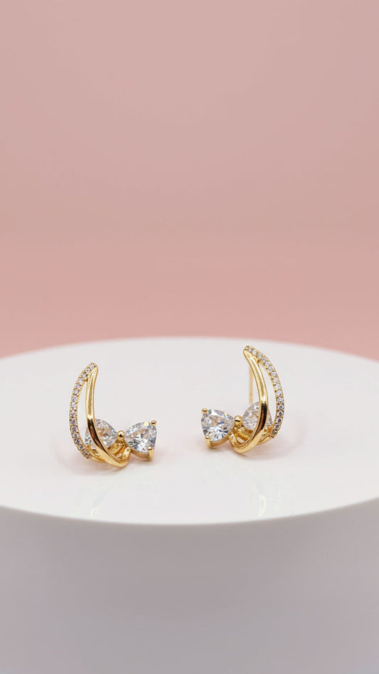 Bow Front & Back Earrings Crystal Earrings