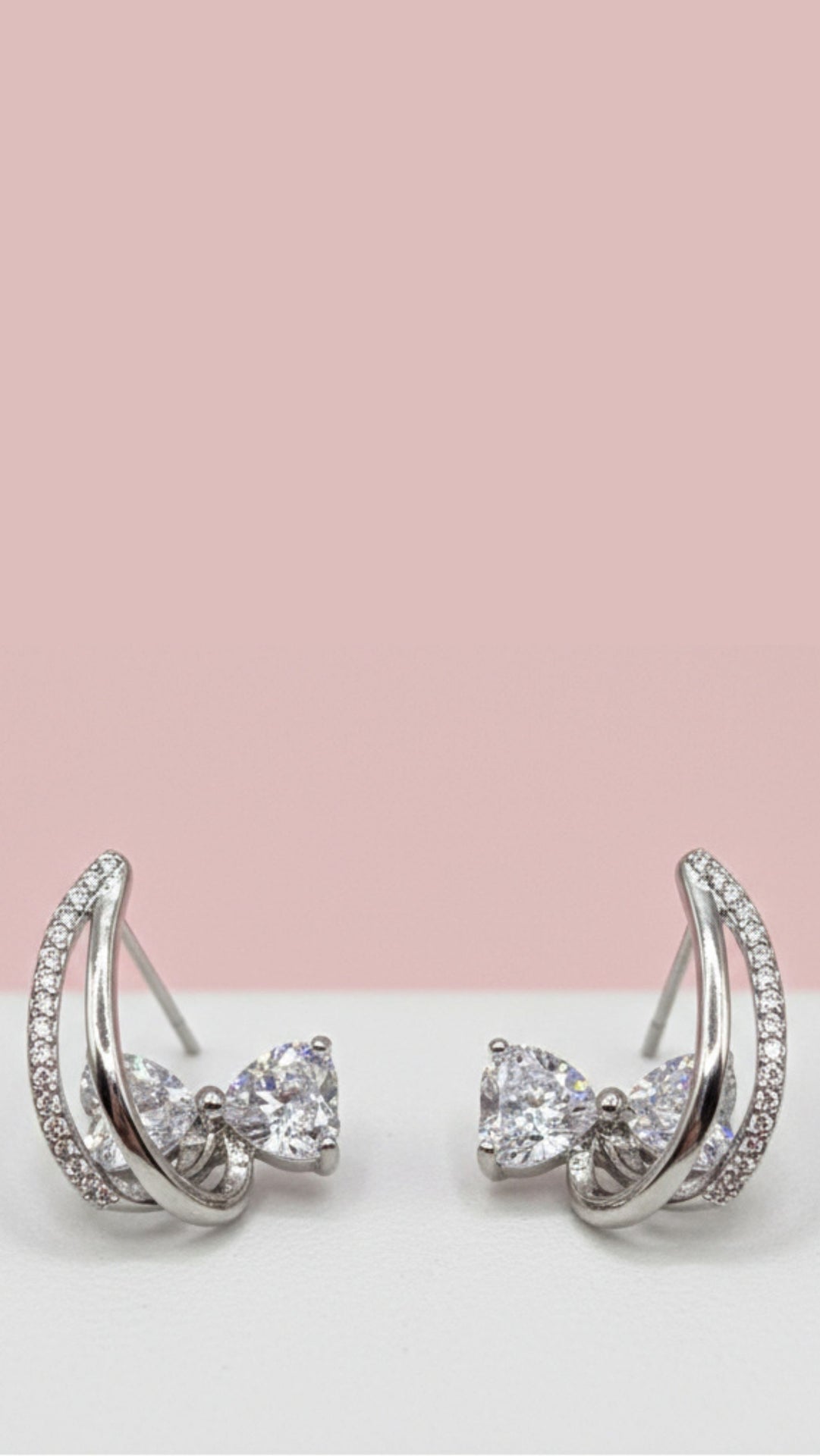 Bow Front & Back Earrings Crystal Earrings