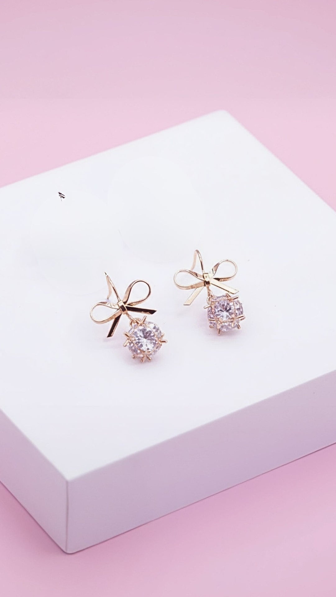 Bow Round Crystal Dangle & Drop Earrings