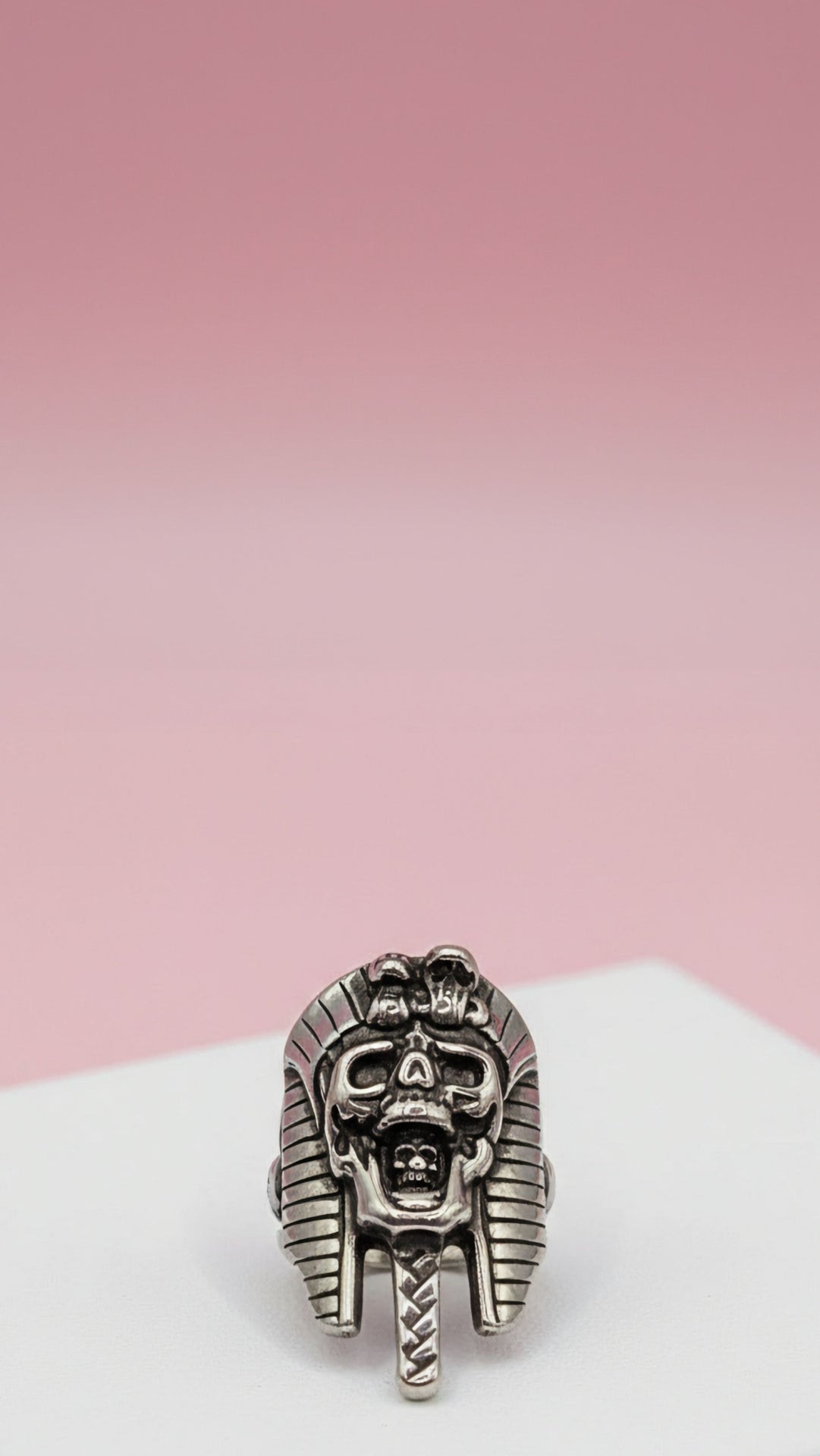 Stainless Steel Pharaoh Mummy Men's Biker Ring