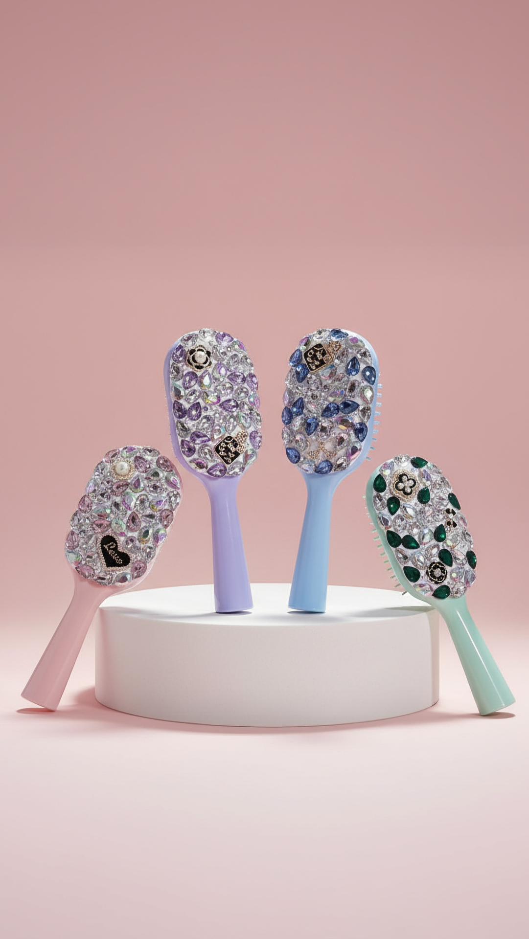 Jeweled Crystal Paddle Hair Brush Massage Comb