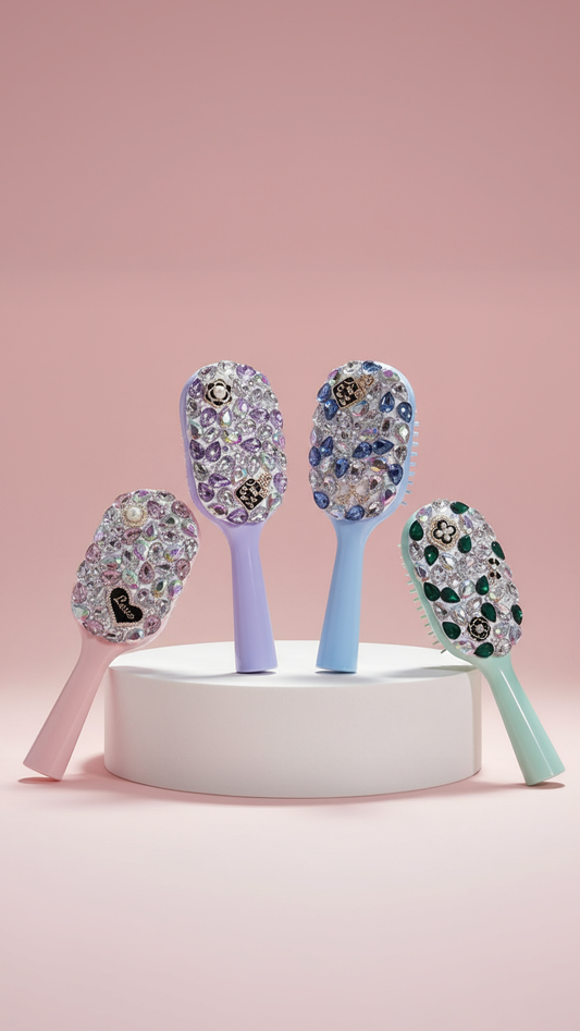 Jeweled Crystal Paddle Hair Brush Massage Comb
