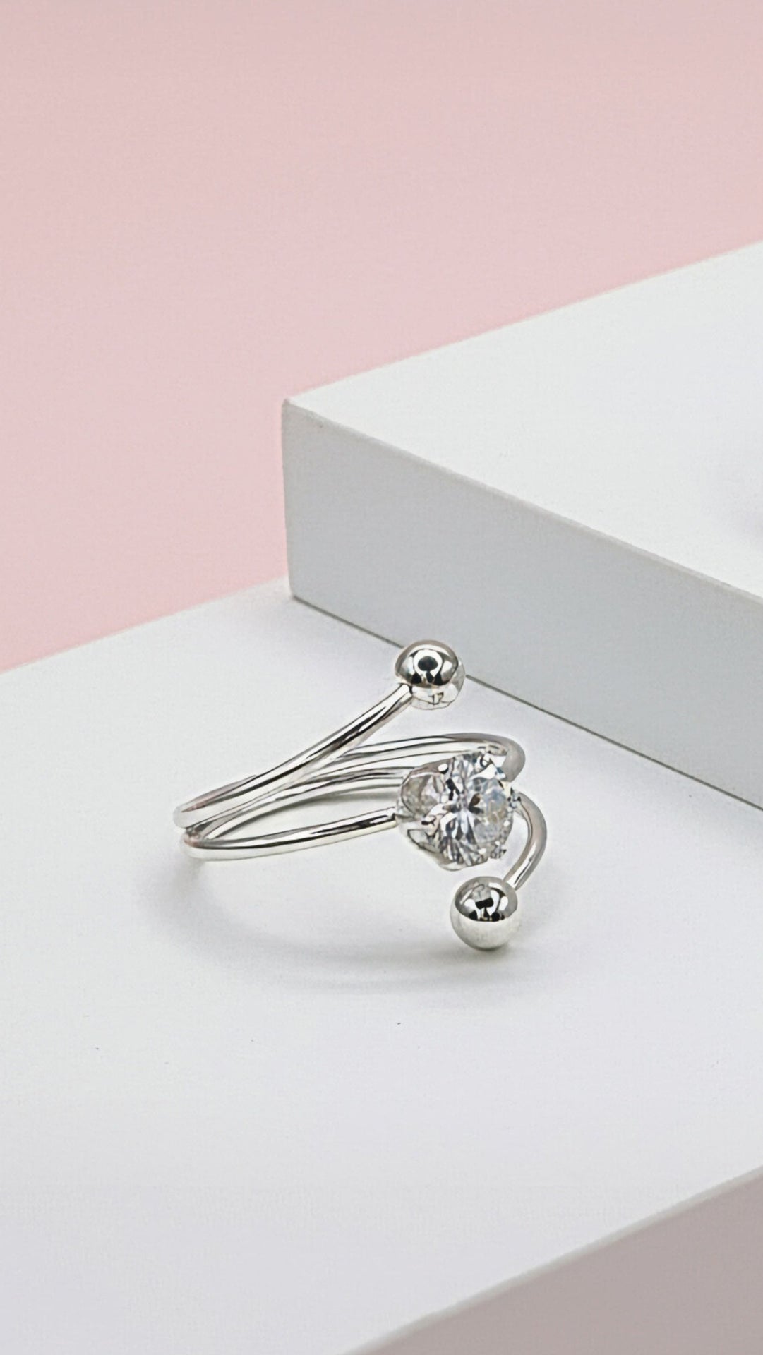 Solitaire Wrap Around Free Size Stacking Rings