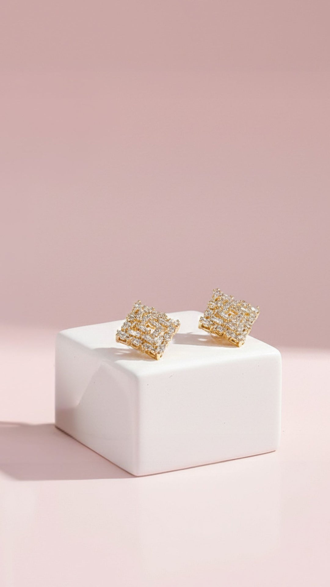Square Baguette Cut Crystal Stud Earrings