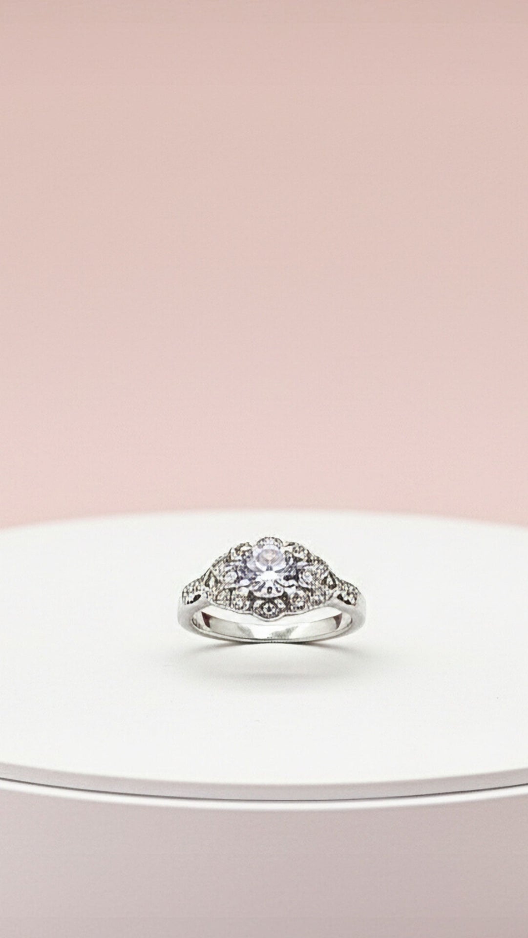 Silver Cluster Crystal Ring Silver Box set of 12