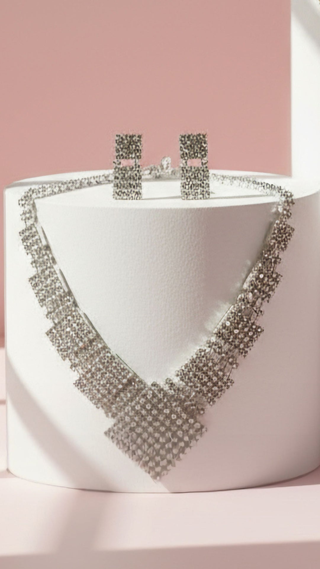 Square Crystal Necklace & Earrings Set