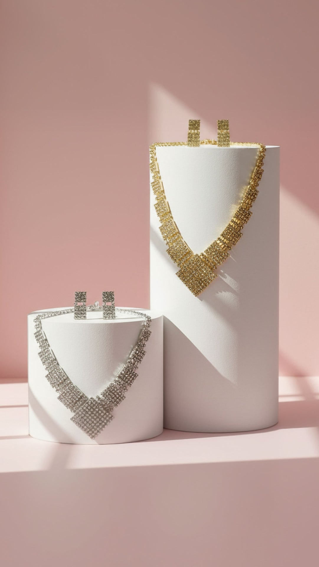 Square Crystal Necklace & Earrings Set