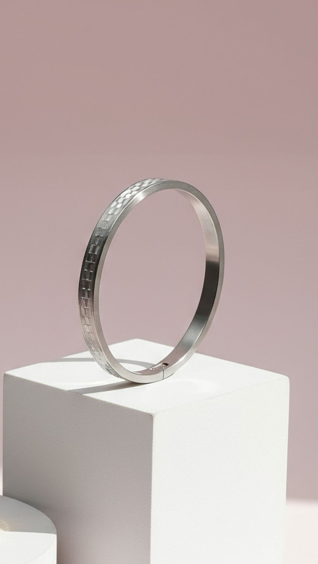 Stainless Steel Checkered Stacking Bangle