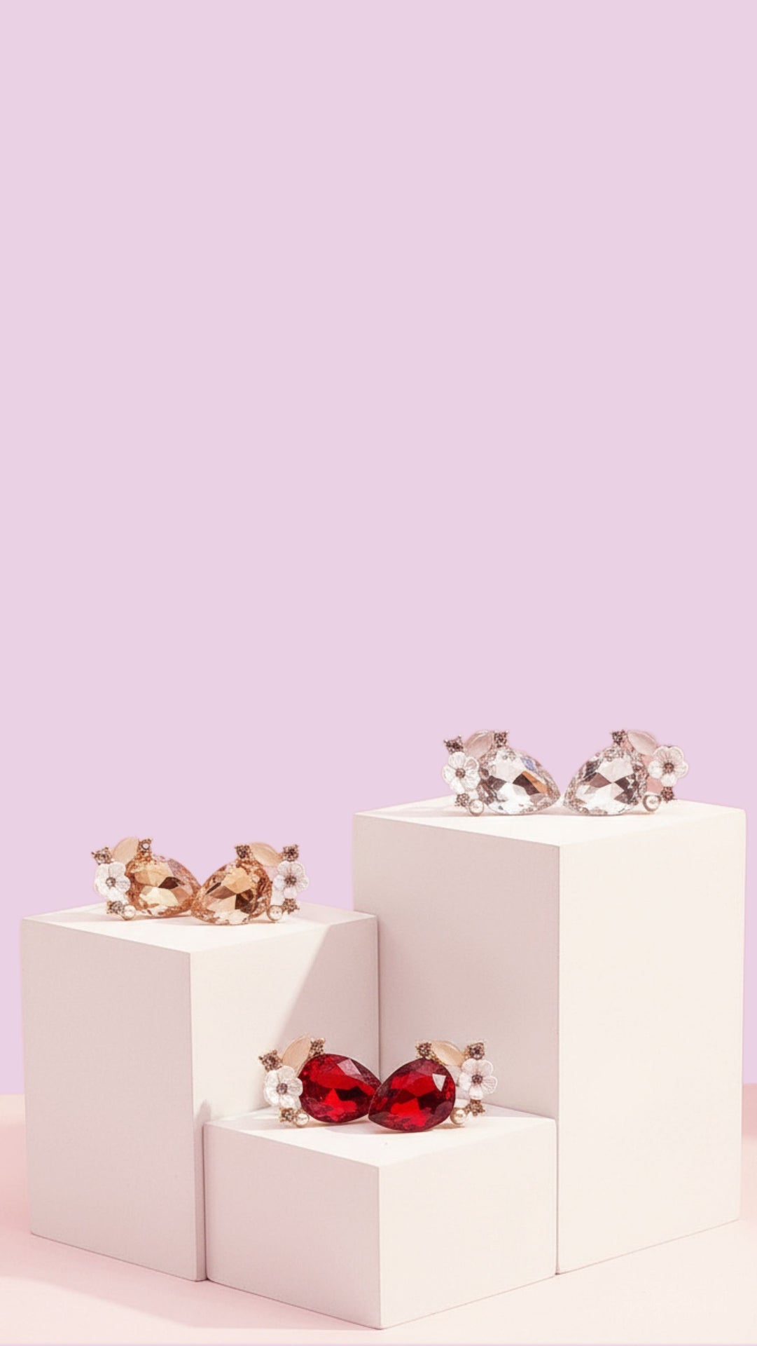 Flower Teardrop Crystal Stud Earring